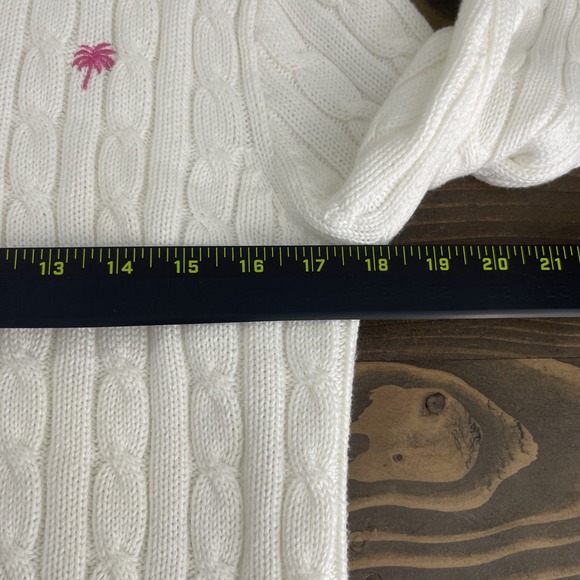 Lilly Pulitzer White Cable Knit Sweater Womens Size M Minimalist Preppy Travel - Picture 7 of 9